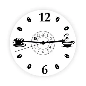 Descoperă acest ceas de perete bucatarie cu tematică de cafea, perfect pentru a crea o atmosferă plăcută în timp ce gătești și savurezi o ceașcă de cafea.