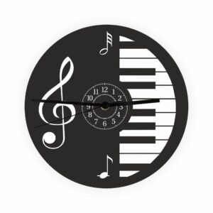 Ceas de perete Muzică - Surprinde-ți profesorul de muzică cu un cadou memorabil. Un design elegant inspirat de muzică și funcționalitate pentru a aduce armonie în spațiul său de lucru sau acasă.