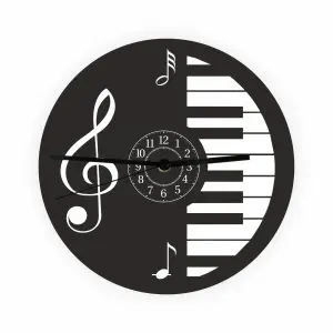 Ceas de perete Muzică - Surprinde-ți profesorul de muzică cu un cadou memorabil. Un design elegant inspirat de muzică și funcționalitate pentru a aduce armonie în spațiul său de lucru sau acasă.