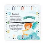 Ceas de perete copii - Rugăciunea Îngerașul - personalizat cu numele copilului Ceas de perete copii - Rugăciunea Îngerașul