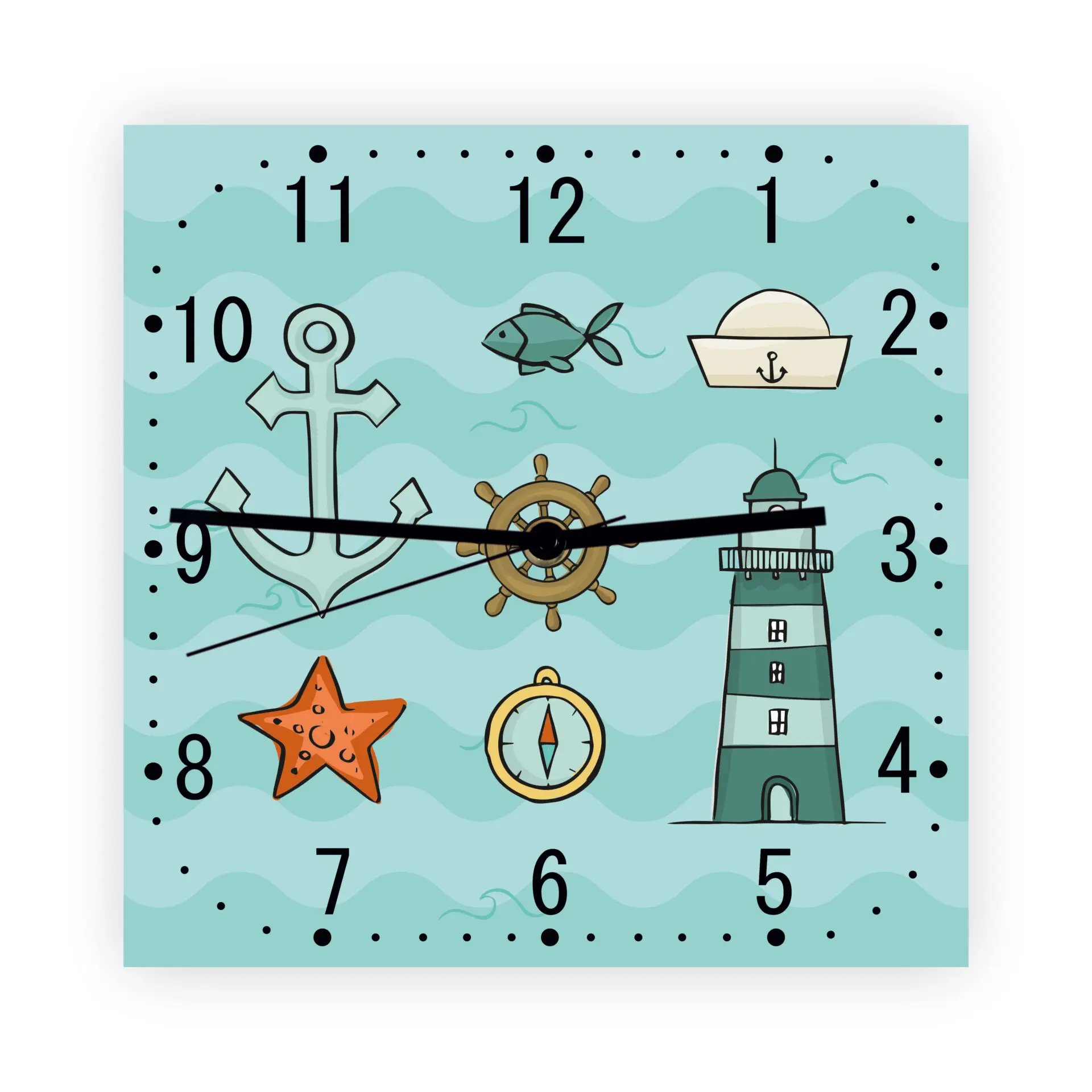 Ceas de perete Elemente marine - Creează o atmosferă marină captivantă în camera ta